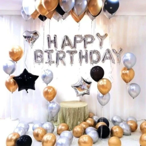 Happy Birthday Altın Siyah Beyaz Set 