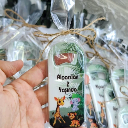 Sevimli Hayvanlar Temalı Uzun Açacak Magnet 4,5x10,5 cm Uv Doğum Günü Hediyeliği Safari Temalı Açacak Magnet