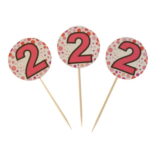 2 Yaş Temalı Pembe Kürdan Pasta Süsü