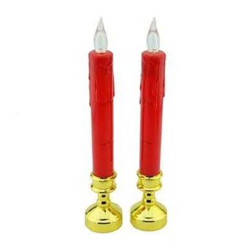Mum Şamdanlık Mumu Pilli 25 cm Kırmızı 2'li