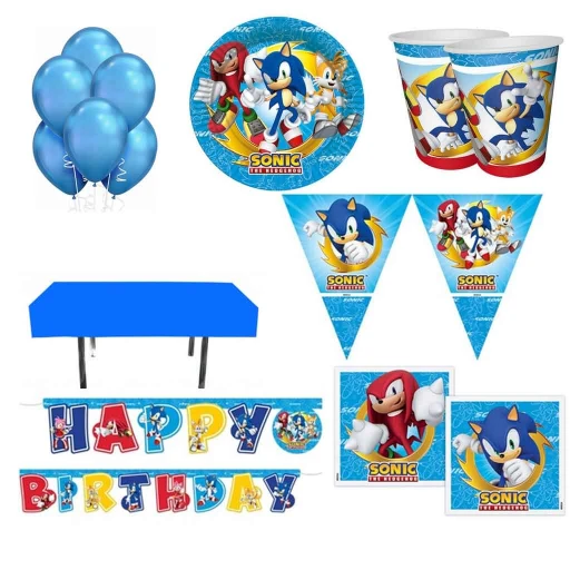 8 Kişilik Sonic Full Erkek Doğum Günü Süsleri