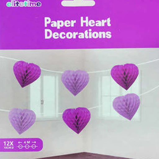 Doğum Günü Süsü Ponpon Kalpli Mor 12'li