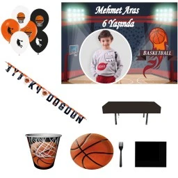 Afiş Hediyeli Basketbol Doğum Günü Süsleri 8 Kişilik 
