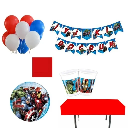 8 Kişilik Avengers Yenilmezler Ekonomik Doğum Günü Seti Parti Malzemesi