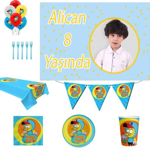 Kral Şahir Afiş Hediyeli Doğum Günü Süsleri Masa Seti Parti Seti Full Set 8 Kişilik