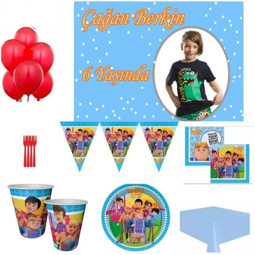 Afiş Hediyeli Rafadan Tayfa Doğum Günü Seti Fotoğraflı Parti Seti 8 Kişilik