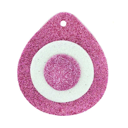 Evadan Nazar Boncuğu Simli 5.5 X 7 cm (25 Adet) Pembe