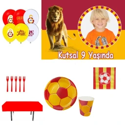 Afiş Hediyeli Sarı Kırmızı Galatasaray Doğum Günü Parti Seti Ekonomik 16 Kişilik
