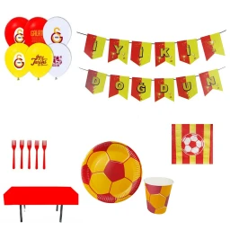 Galatasaray Sarı Kırmızı Doğum Günü Parti Seti Ekonomik 16 Kişilik