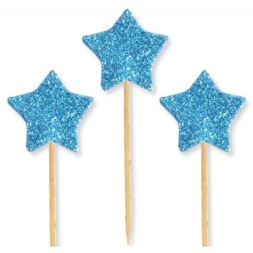 Simli Kürdan Yıldız Mavi Renk 12 Adet