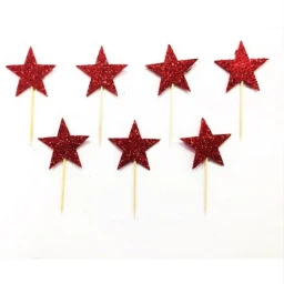 Simli Kürdan Yıldız Kırmızı Renk 12 Adet