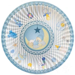 Uyuyan Bebek Figürlü Baby Shower Mavi 8 Adet Tabak 23 cm