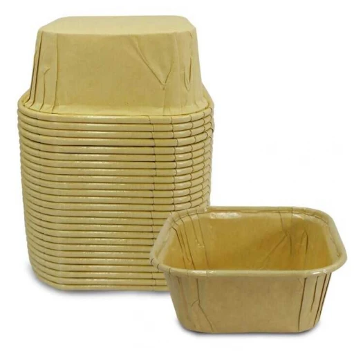 Kap Kek Kapsülü Karton Kare Kraft Naturel 50'li Parti Malzemesi