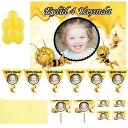 Arı Maya Kişiye Özel Süsleme Ve Hediyeli Doğum Günü Süsleri Parti Seti Kız Hdts173