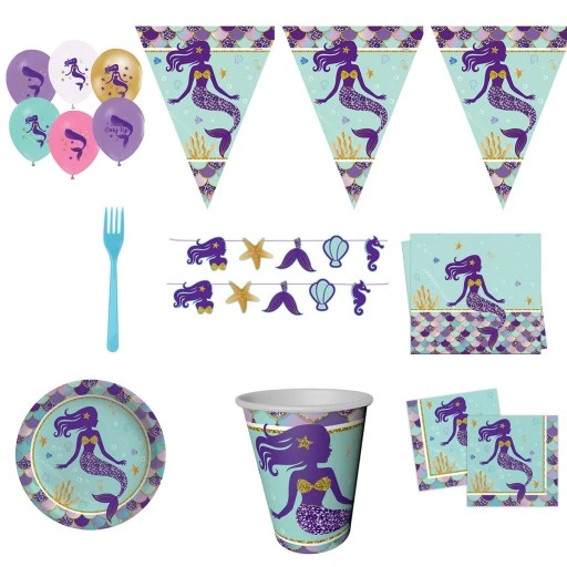 Deniz Kızı Doğum Günü Parti Seti 16 Kişilik Parti Süsleri Malzemeleri Lüks