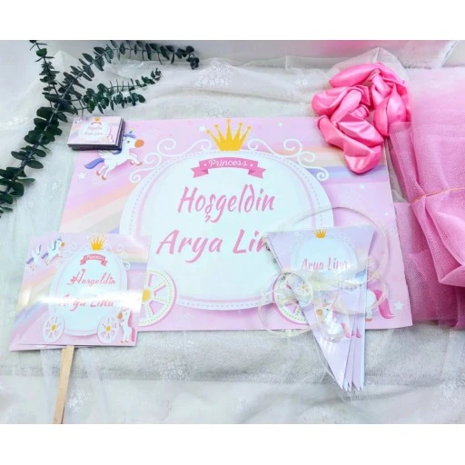 Unicorn Doğum Günü Parti Seti Magnet, Pvc Kaplı Afiş