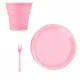 25 Kişilik Pastik Tabak Bardak Çatal Set Pembe