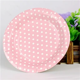 Tabak Karton Pembe Puantiyeli 23cm 8'lı