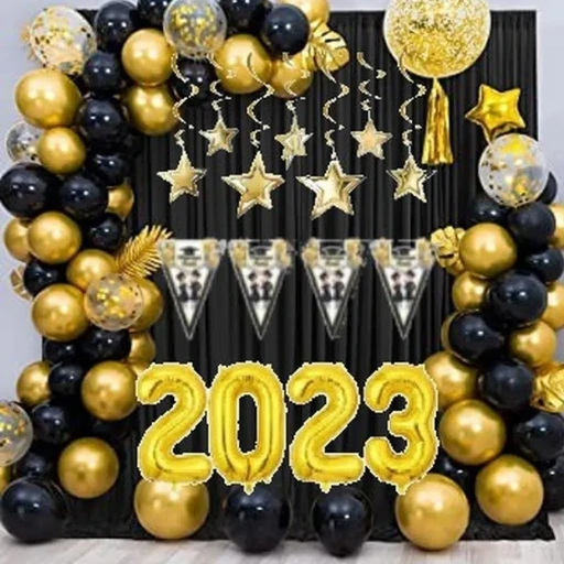 Gold Siyah Balon Zincir Seti Mezuniyet Süsleri Balon Seti Folyo Balonlu