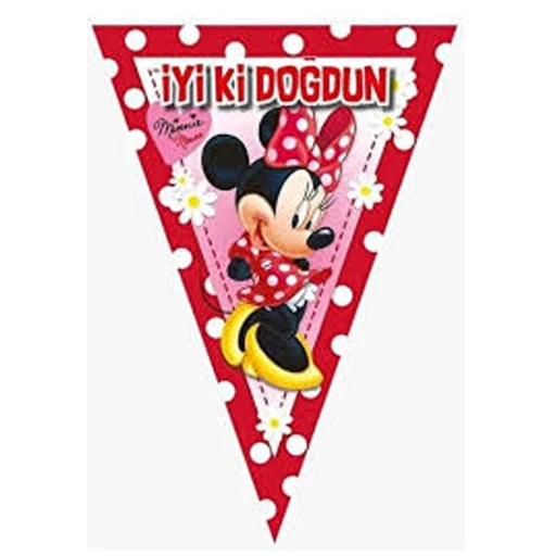 Minnie Kırmızı Flama Bayrak Set PK:1