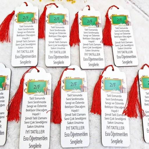 Okuma Bayramı Birinci Sınıf Karne Hediyesi Kitap Ayracı Ahşap