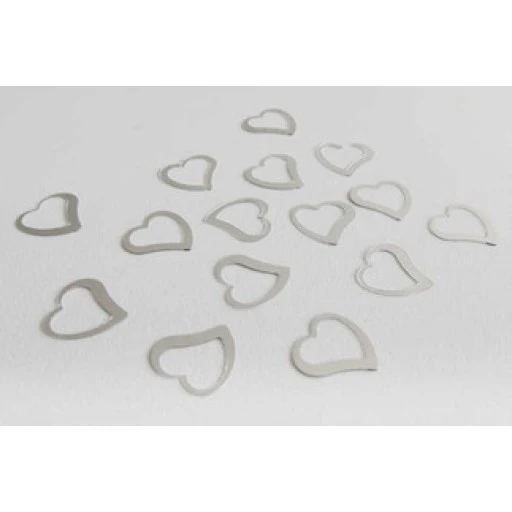 Kalp Metalize Süsleme Gümüş 50'li Gr