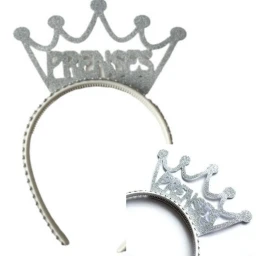 Simli Prenses Eva Taç Gümüş Yazılı Renkli Taşlı Esnek Gri Silver Evadan Doğum Günü Parti Tacı