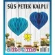 Süs Ponpon Kalpli Mavi 2'li