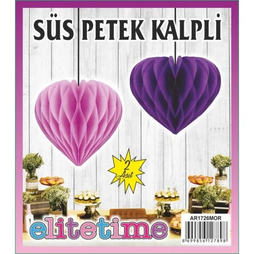 Süs Ponpon Kalpli Mor 2'li