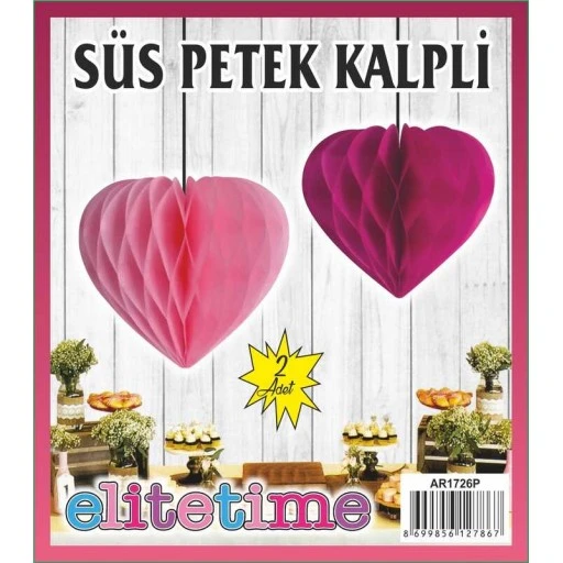 Süs Ponpon Kalpli Pembe 2'li