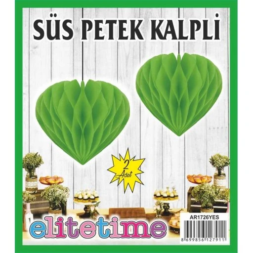 Süs Ponpon Kalpli Yeşil 2'li