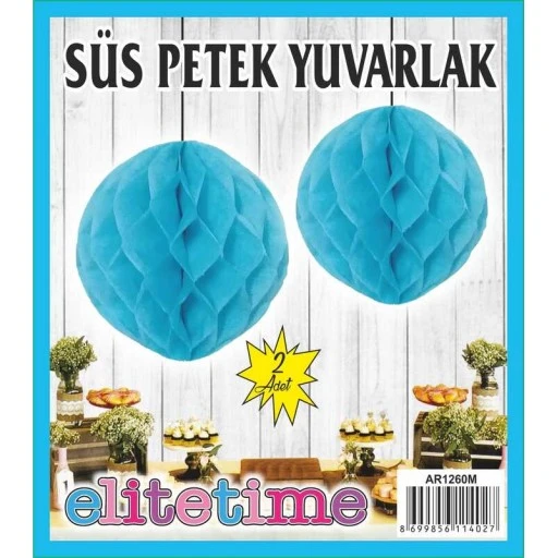 Süs Ponpon Petek Mavi 2'li