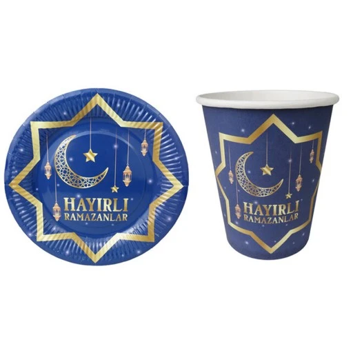 Hayırlı Ramazan 8 Kişilik Tabak Bardak Set