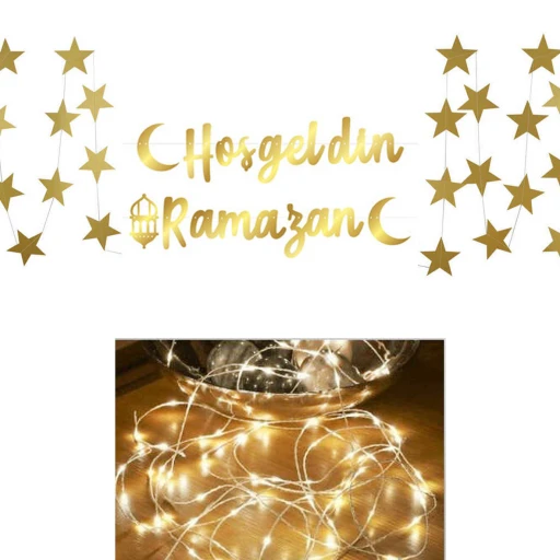 Ramazan Süsleri 3 Aylar Süslemeleri Hoşgeldin Ramazan Ve Led Işık Ve Yıldız Perde