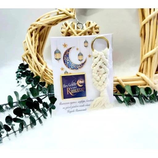 Ramazan Hediyesi Çikolata Ve Makrome Anahtarlık Hoşgeldin Ramazan Set Ramazan Süsleri