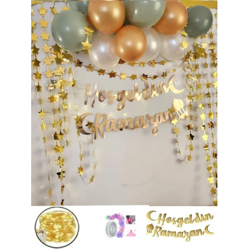Lüks Set Ramazan Süsleri Led Işıklı Ramazan Süsü Hoşgeldin Ramazan Ev Süsleri