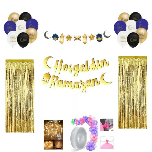 Ramazan Süsleri Led Işılı Perdeli Set 10 Balonlu