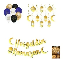 Ramazan Süsleri Led Işılı Perdeli Set 10 Lu 3d Sarkıtlı Ekonomik Set