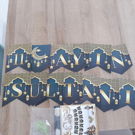 Ramazan Süsleri Set Ramazan Ayı Süslemesi Hoşgeldin Ramazan Gold Parlak Metalik Flama Ve 11 Ayın Sultanı Flama Seti