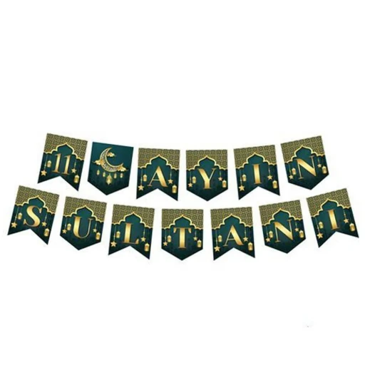 Ramazan Süsleri Set Ramazan Ayı Süslemesi Hoşgeldin Ramazan Gold Parlak Metalik Flama Ve 11 Ayın Sultanı Flama Seti