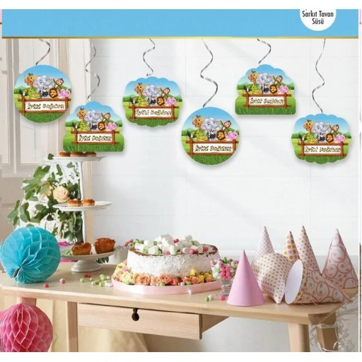 Safari Tavan Sarkıt Süs 6'lı Çift Taraflı