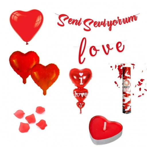 14 Şubat Sevgililer Günü Çok Adetli Konfetili Set
