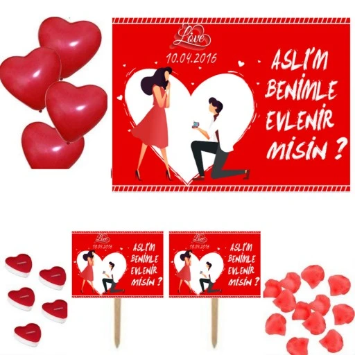 Kişiye Özel Evlilik Teklifi Süsleme Seti Hdts134