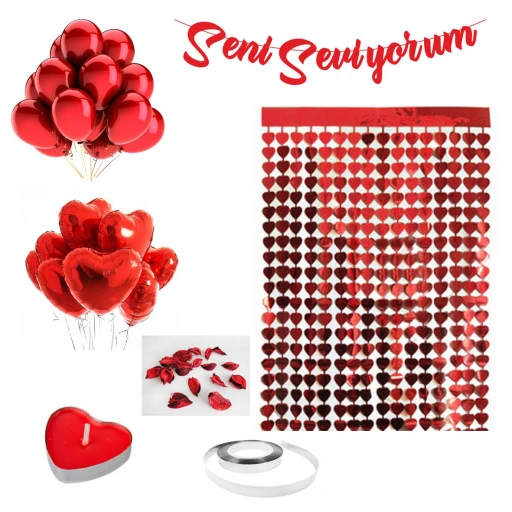 14 Şubat Sevgililer Günü 10 Kalpli Mum Ve Kuru Gül Yaprakları Seni Seviyorum Süsleme Seti Evlilik Teklifi