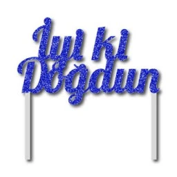 Pasta Süsü Evadan Simli İyiki Doğdun Mavi P1