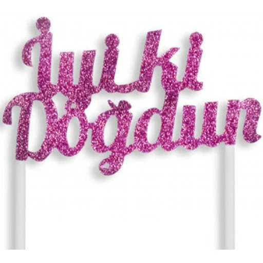 Pasta Süsü Evadan Simli İyiki Doğdun Mor P1