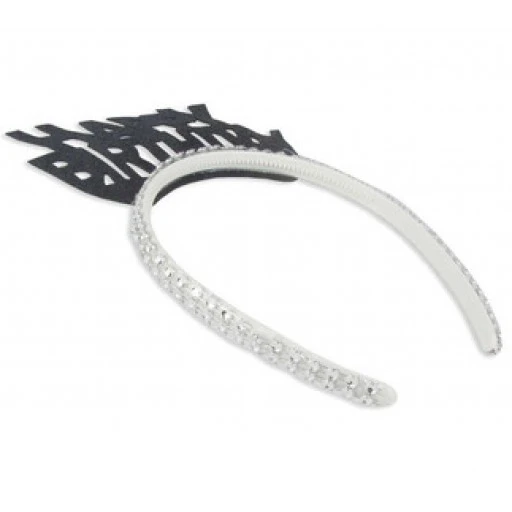 Taç Evadan Simli Taşlı Happy Bırthday Sıyah P1