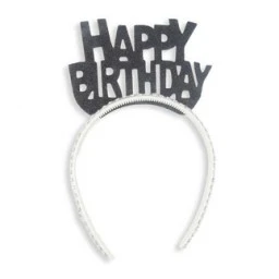 Taç Evadan Simli Taşlı Happy Bırthday Sıyah P1