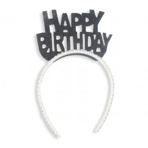 Taç Evadan Simli Taşlı Happy Bırthday Sıyah P1