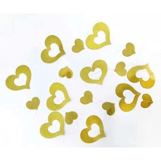Süs Kalp Hologramlı Fon Süsü 2mt Altın 10'li